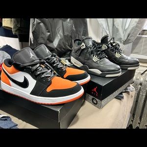 Two pairs Jordan one lows, shattered backboards and Jordan 4 Oreo